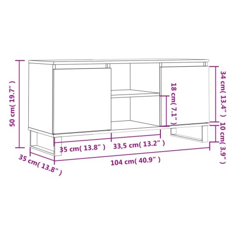  Szafka pod TV, biała, 104x35x50 cm, materiał drewnopochodny