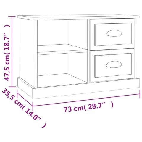  Szafka pod TV, biała, 73x35,5x47,5 cm, materiał drewnopochodny