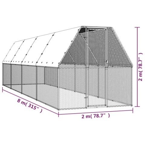  Klatka dla kurcząt, 2x8x2 m, stal galwanizowana