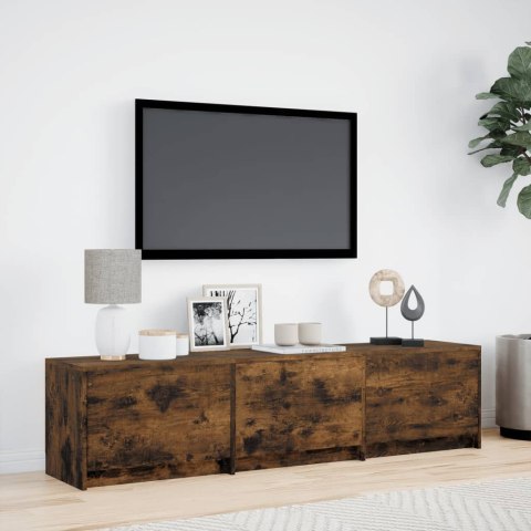  Szafka pod TV z LED, przydymiony dąb, 165x34x40 cm