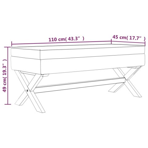  Stołek ze schowkiem, jasnoszary, 110x45x49 cm, aksamit