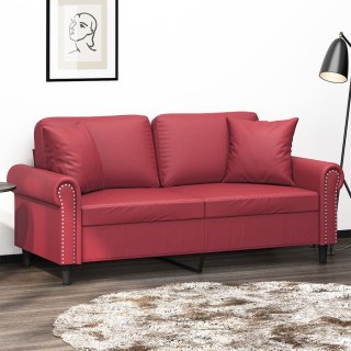  2-os. sofa z poduszkami, winna czerwień, 140 cm, sztuczna skóra