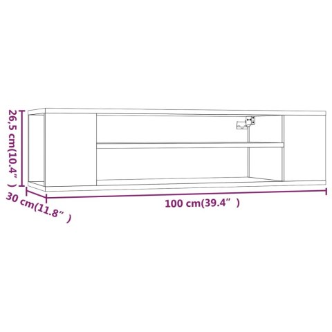  Wisząca szafka pod TV, przydymiony dąb, 100x30x26,5 cm