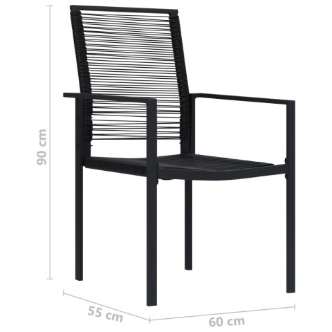  Krzesła ogrodowe, 2 szt., rattan PVC, czarne