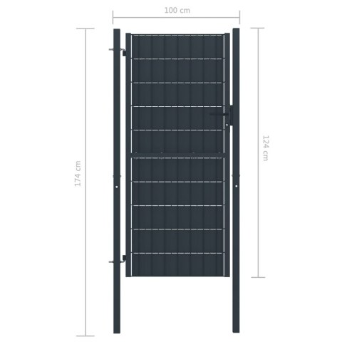  Furtka ogrodzeniowa, PVC i stal, 100 x 124 cm, antracytowa