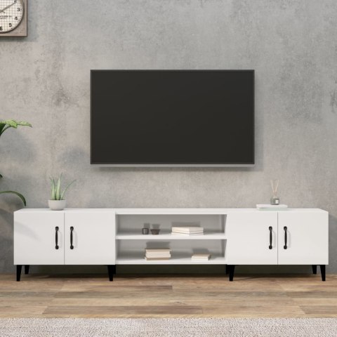  Szafka pod TV, wysoki połysk, biała, 180x31,5x40 cm