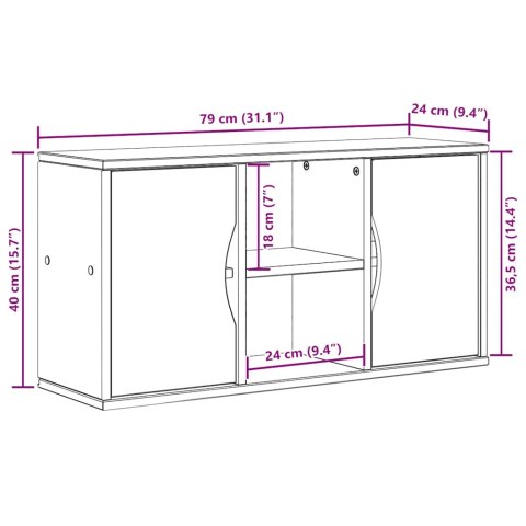  Szafka RTV „ODDA" Biała 79x24x40 cm Drewno lite Sosna