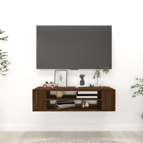  Wisząca szafka pod TV, brązowy dąb, 100x30x26,5 cm