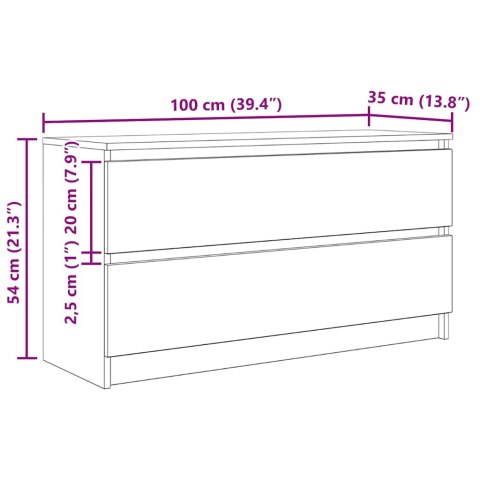  Szafka RTV Artisan Oak 100x35x54 cm Drewno klejone