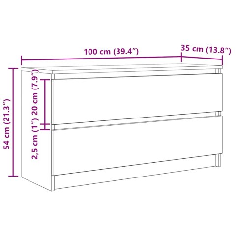  Szafka RTV Biała 100x35x54 cm Drewno klejone