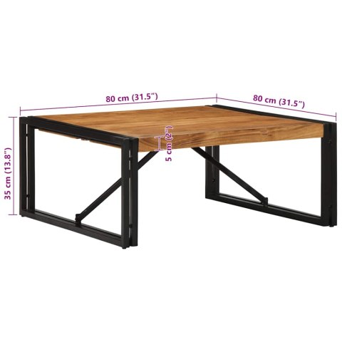  Stolik kawowy 80x80x35 cm lite drewno akacjowe