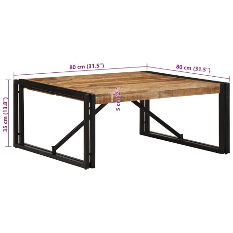  Stolik kawowy 80x80x35 cm lite drewno surowe mango