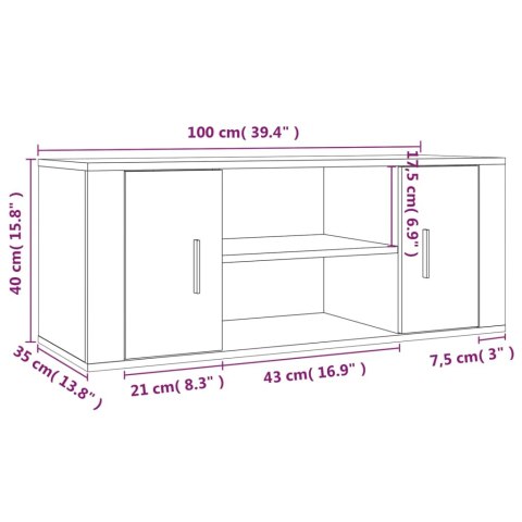  Szafka pod TV, biała, 100x35x40 cm, materiał drewnopochodny