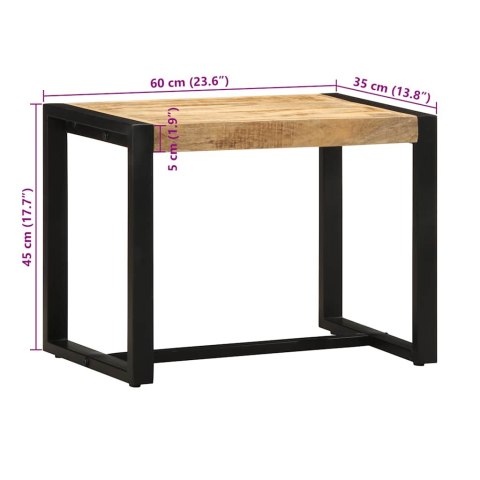  Ławka 60x35x45 cm lite drewno surowe mango