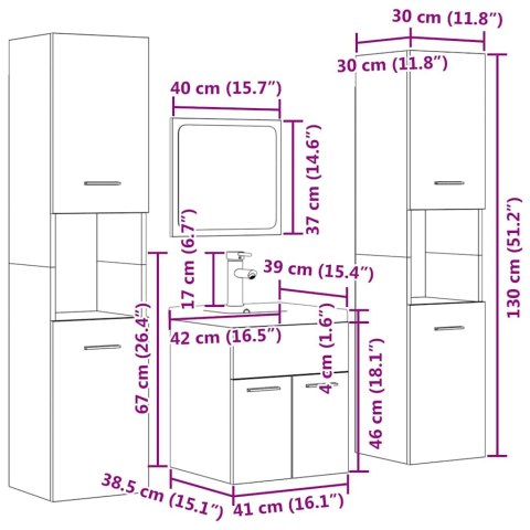  5-częściowy zestaw mebli łazienkowych, szarość betonu