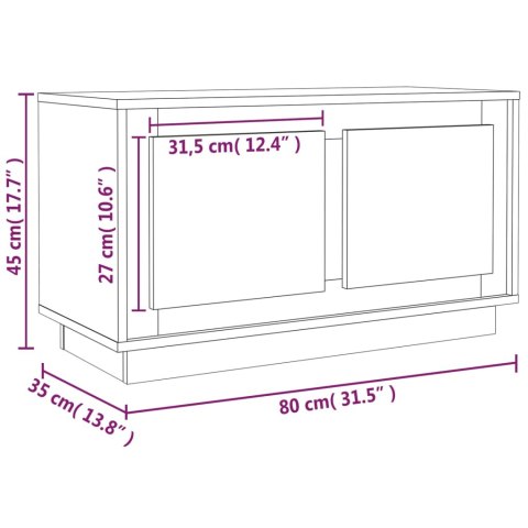  Szafka pod TV, biała, 80x35x45 cm, materiał drewnopochodny