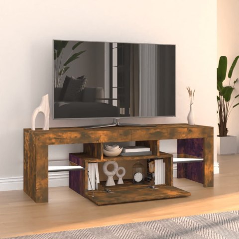  Szafka pod TV z oświetleniem LED, przydymiony dąb, 120x35x40 cm