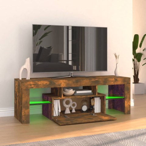  Szafka pod TV z oświetleniem LED, przydymiony dąb, 120x35x40 cm