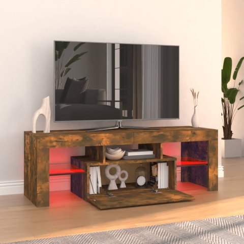  Szafka pod TV z oświetleniem LED, przydymiony dąb, 120x35x40 cm