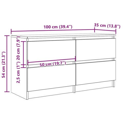  Szafka RTV Sonoma Oak 100x35x54 cm Drewno klejone