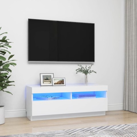  Szafka pod TV z oświetleniem LED, biała, 100x35x40 cm