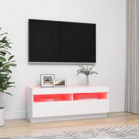  Szafka pod TV z oświetleniem LED, biała, 100x35x40 cm