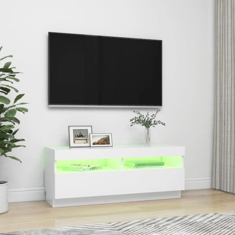  Szafka pod TV z oświetleniem LED, biała, 100x35x40 cm