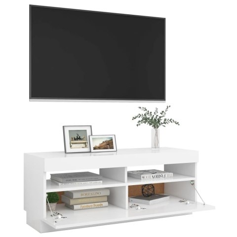  Szafka pod TV z oświetleniem LED, biała, 100x35x40 cm