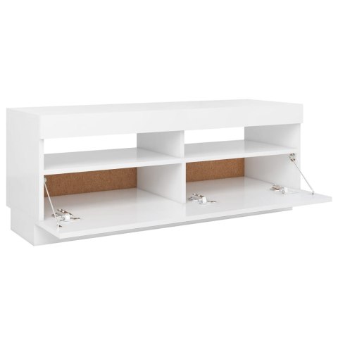  Szafka pod TV z oświetleniem LED, biała, 100x35x40 cm