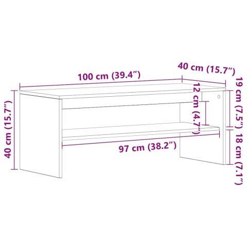  Szafka RTV Czarny Dąb 100x40x40 cm Drewno klejone