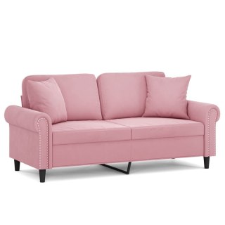  2-osobowa sofa z poduszkami, różowa, 140 cm, aksamit