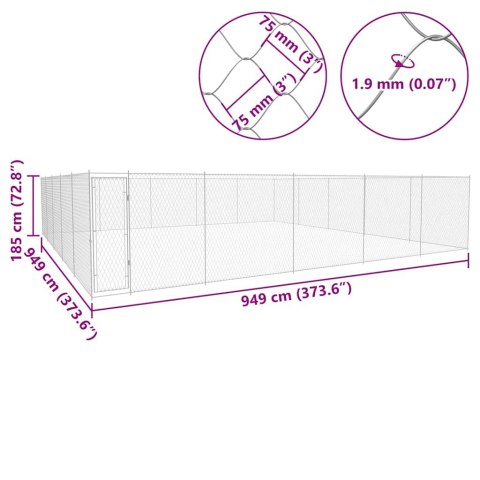  Kojec dla psa, galwanizowana stal, 950x950x185 cm