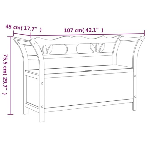 VidaXL Ławka, szara, 107x45x75,5 cm, lite drewno jodłowe