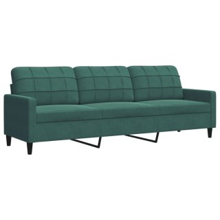 VidaXL Sofa 3-osobowa, ciemnozielony, 210 cm, obita aksamitem