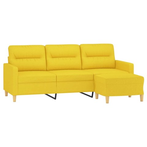  3-osobowa sofa z podnóżkiem, jasnożółty, 180 cm, tkaniną