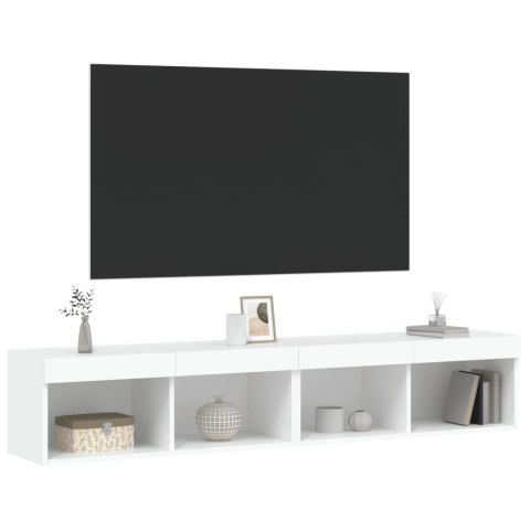  Szafki TV, z LED, 2 szt., białe, 80x30x30 cm