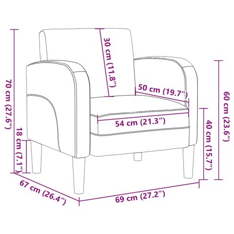  Sofa Fotel z Podłokietnikami Szary 54 cm Skóra ekologiczna