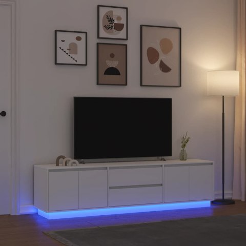  Szafka RTV z oświetleniem LED Biała 193,5x41x50 cm