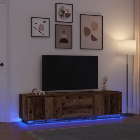  Szafka RTV z oświetleniem LED Stare drewno 193,5x41x50 cm