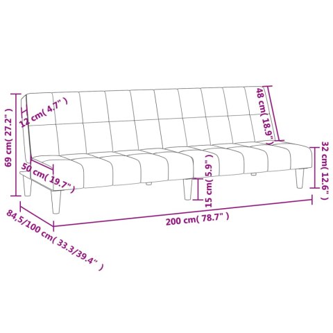  2-osobowa kanapa, czarna, tapicerowana aksamitem