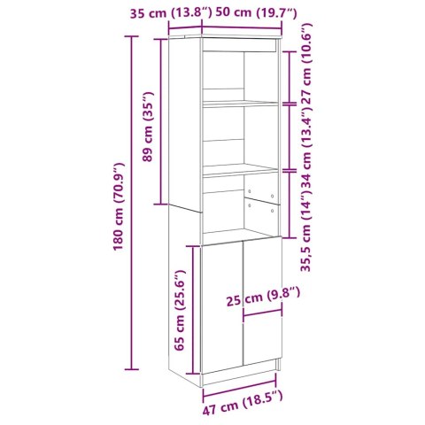  Komoda Stara Drewno 50x35x180 cm Drewno klejone