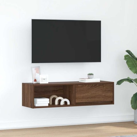  Szafka RTV Brązowy Dąb 100x31x25,5 cm Drewno klejone