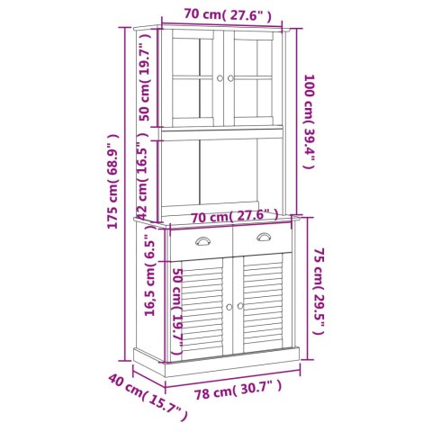  Kredens VIGO, szary, 78x40x175 cm, lite drewno sosnowe