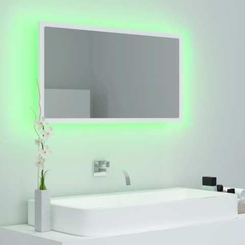  Lustro łazienkowe z LED, białe, 80x8,5x37 cm, akryl