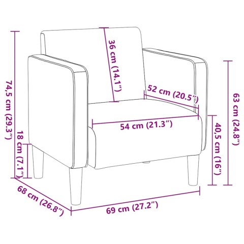  Sofa Fotel z Podłokietnikami Ciemnoszary 54 cm Tkanina Corduroy