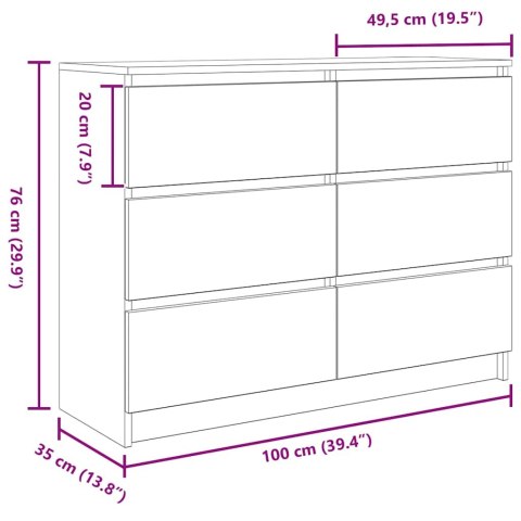  Komoda Betonowa Szara 100x35x76 cm Drewno klejone