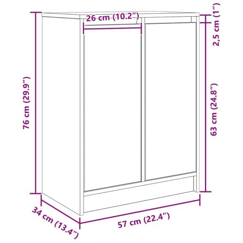  Komoda Biała 57x34x76 cm Drewno klejone