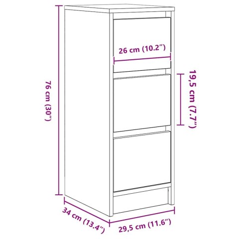  Komoda Betonowa Szara 29,5x34x76 cm Drewno klejone