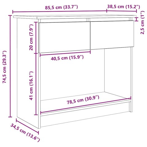 VidaXL Konsola z szufladami Betonowa Szarość 85,5x38,5x74,5 cm