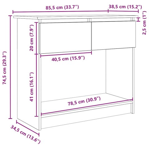 VidaXL Konsola z szufladami Szary Sonoma 85,5x38,5x74,5 cm